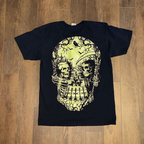 Fruit of the Loom Other - Fruit Of The Loom Y2K Glow N The Dark Skull ART T Shirt M Horror Punk